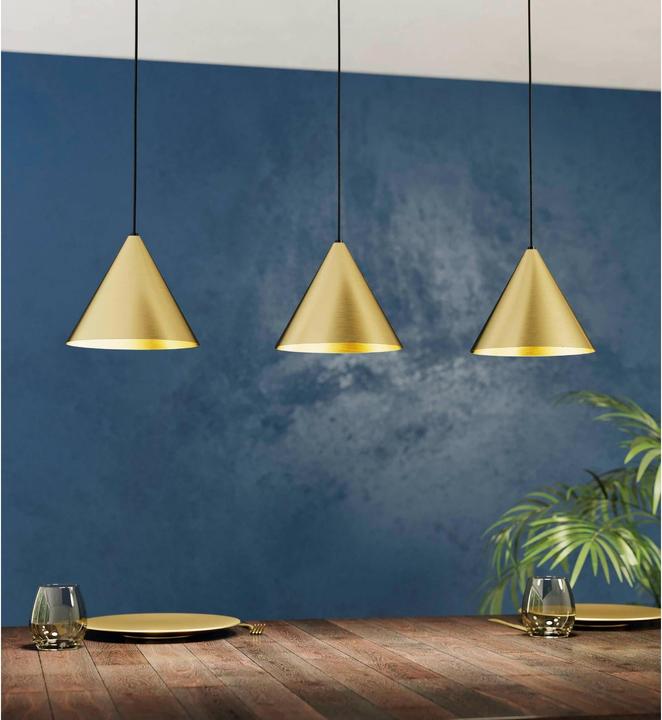 Produktbild EGLO Pendelleuchte NARICES 3x E27 Schwarz/Messing (E27, 0 lm)