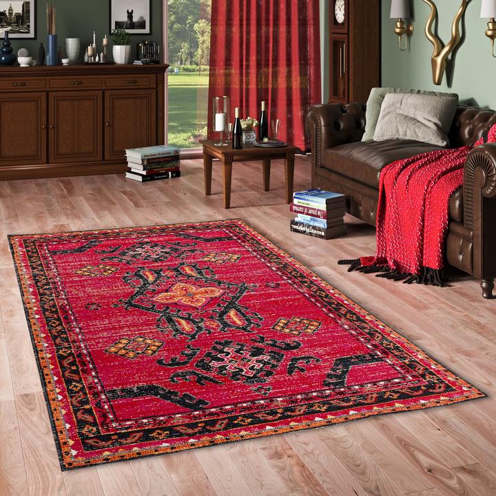 Image du produit Pergamon Kurzflor Designer Teppich Modern Vintage Orient Muster (140 x 200 cm)