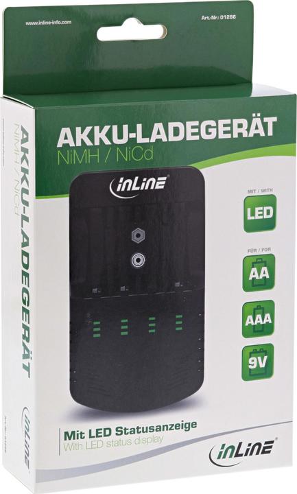 Produktbild InLine Stecker-Ladegerät (5 Stk., AAA, AA, D, 9V Block, Akku)