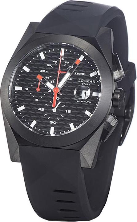 Produktbild Locman Italy Herrenuhr Stealth Chrono schwarz PVD Ref. 0812 (Chronograph, 41 mm)