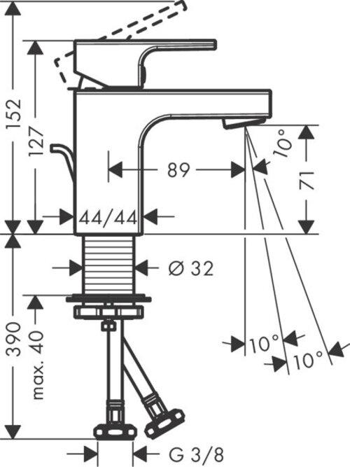 Immagine prodotto hansgrohe HG EH-WT-MI VERNIS Shape 70 CoolStart con filo di scarico Drawst. 1 1/4 di pollice