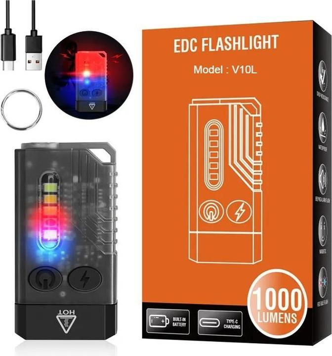 Produktbild Boruit V10L - Led-Taschenlampe mit High-Power-Licht 1000 Lumen - mit Warnton (1000 lm)