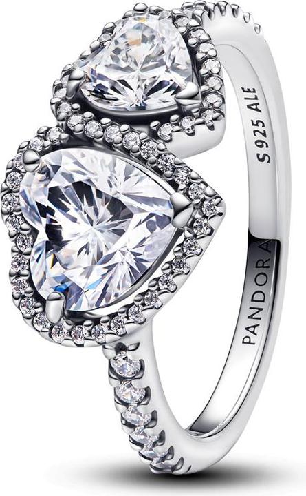 Pandora Funkelnder Halo-Herz-Ring (56, 925 Silber)