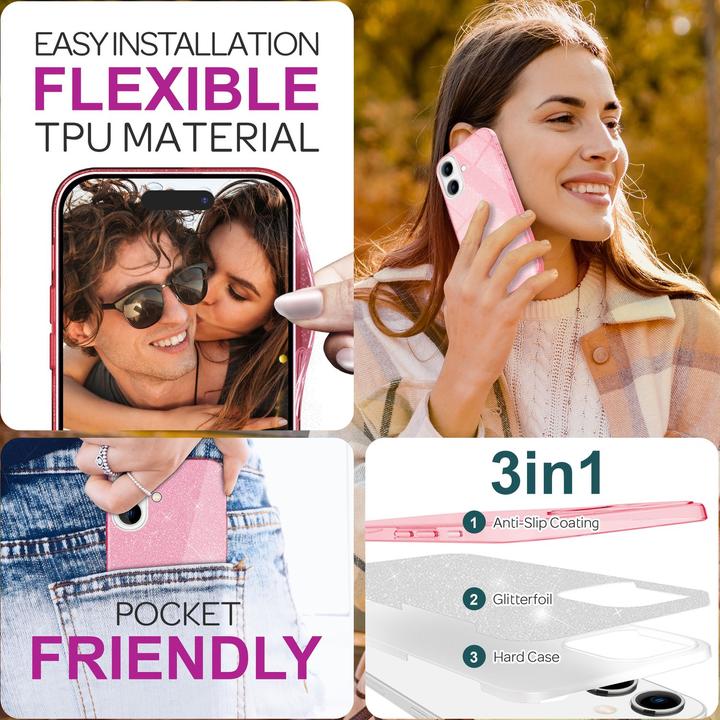 Produktbild Nalia Glitzer Hybrid Hülle (Apple iPhone 16)