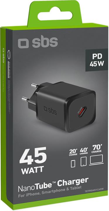 Immagine prodotto SBS Caricabatterie GaN USB-C PD 45W nero (45 W)