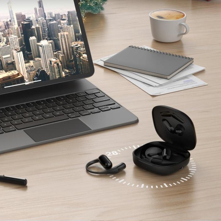 Productafbeelding 4smarts Open-Ear Bluetooth Kopfhörer SkyBuds AI Screen, Schwarz (28 h, Draadloze)