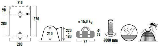 Productafbeelding High Peak Trentiono 2.0 (Koepeltent, 9.75 kg, 2 personen)