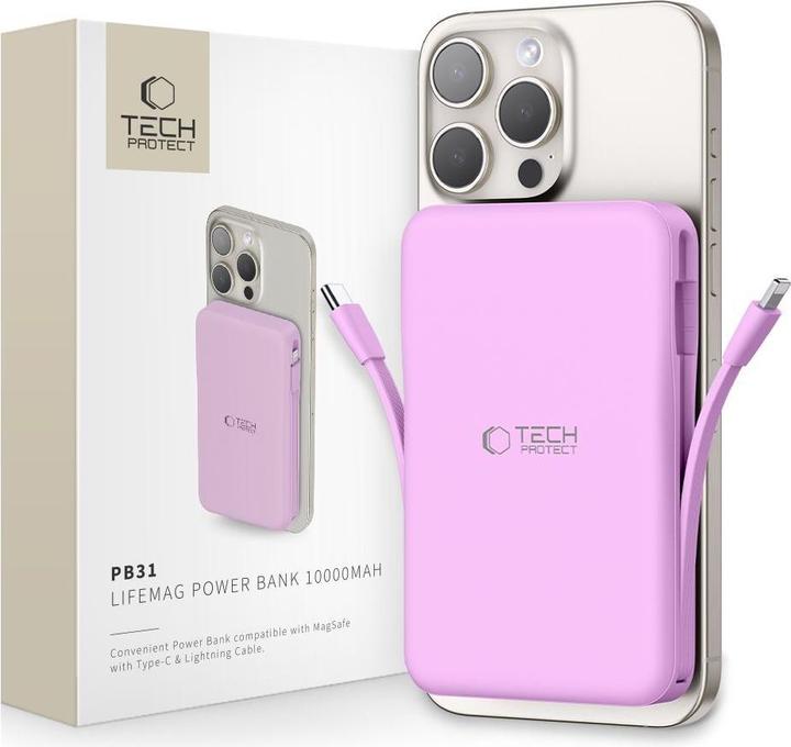 Image du produit Tech-Protect PB31 Banque d'alimentation MagSafe 10000mAH - Violet (10000 mAh, 15 W)