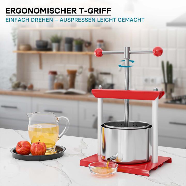 Actual product image Wiltec Fruit press Wine press steel 6 l stainless steel basket Fruit press Berry press (EU plug)