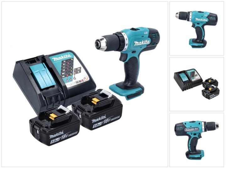 Actual product image Makita DDF 453 RT cordless drill driver 18 V 42 Nm + 2x battery 5.0 Ah + charger (Rechargeable battery operated)