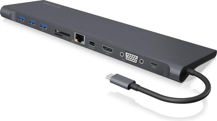 Icy Box IB-DK2102-C - 11-Fach USB-C Dual Dock 60W PD (USB-C, 3 Ports)