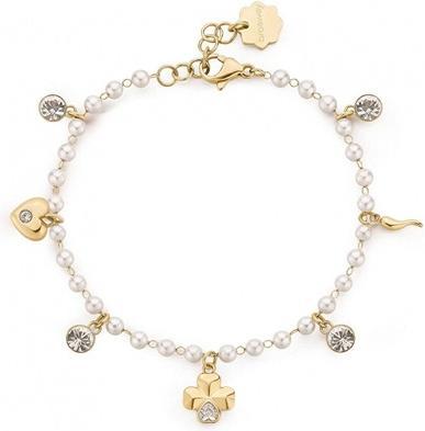 Actual product image Brosway - Delicate gold plated bracelet with pearls and Chakra charms BHKB210