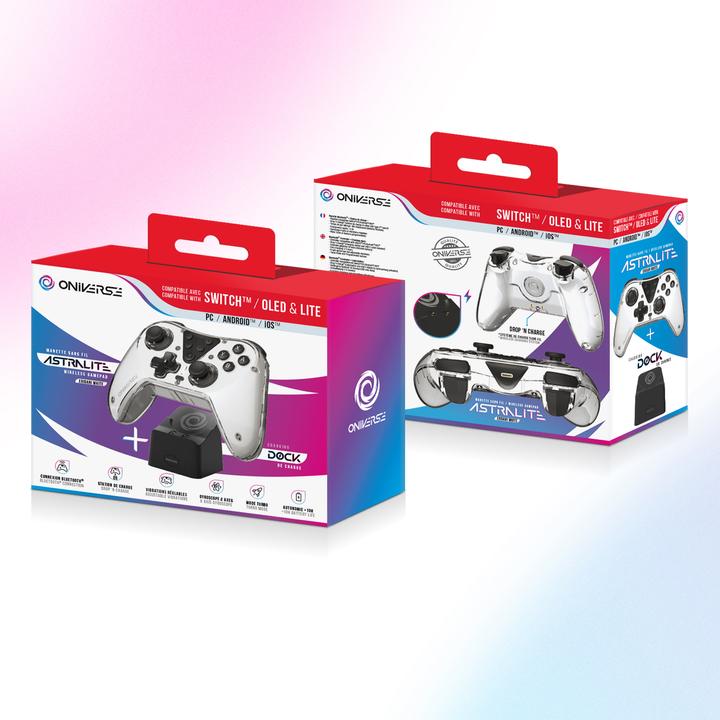 Produktbild Oniverse Nintendo Switch Astralite Controller Wireless Smoked White inkl. Charging Station (Switch)