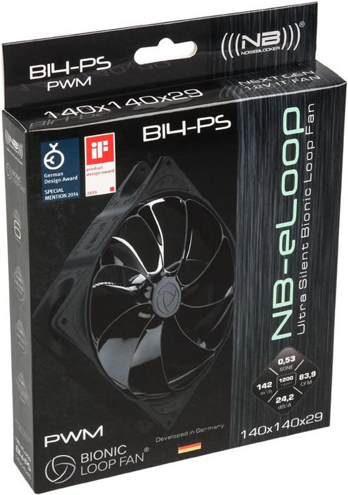 Immagine prodotto Noiseblocker NB-eLoop Fan B14-PS Black Edition - 140mm PWM (140 mm, 1 x)