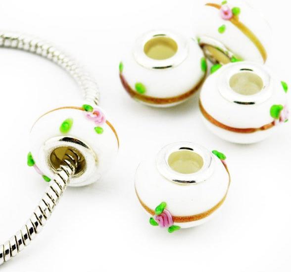 Produktbild Hermex Glas Bead versilbert 925 - Silbrig Weiss (Glas, Silberlegierung (925))