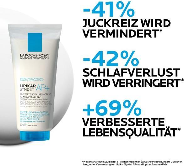 Produktbild La Roche Posay Lipikar Syndet AP+ Rückfettendes Duschgel für extrem trockene auch für neugeborene Babys und Kinder (200 ml)