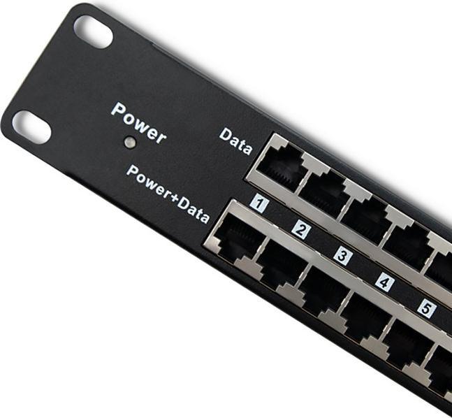 Actual product image Qoltec 54477 Patch Panel RACK 48V 24 ports Passive PoE Injector 1000m Black (Proprietary 48V)