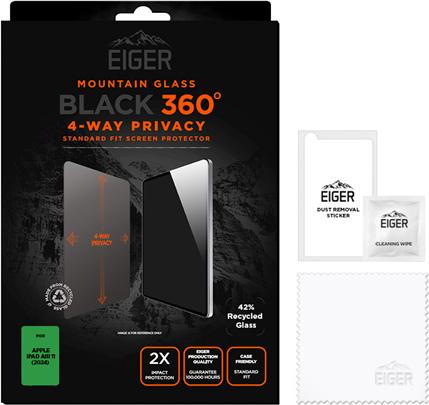 Produktbild Eiger 4-Wege Privacy Sichtschutz-Glas Full Screen Fit Mountain Black Privacy 360 Tablet (1 Stück, iPad Air 11 2024 (M2))