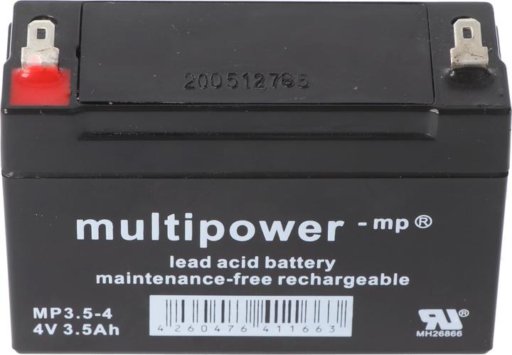 Produktbild Multipower MP3.5-4 4V 3,5Ah Bleiakku AGM Blei Gel Akku 4,8mm Steckkontakte Faston, 4260476411663 (4 V, 3.50 Ah)