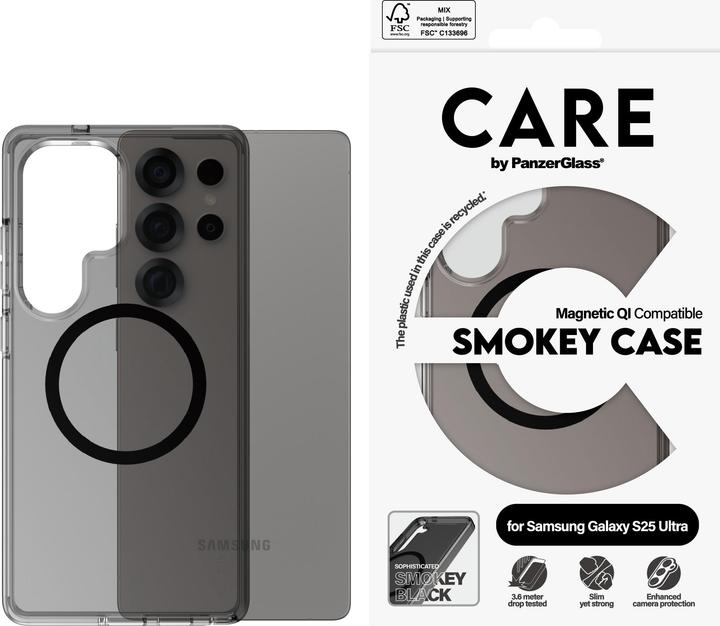 Actual product image PanzerGlass CARE by ® Flagship Case Urban Combat Smokey w. Black Qi Compatible Samsung Galaxy S 2025 (Samsung Galaxy S25 Ultra)