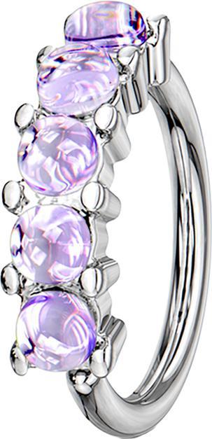 Produktbild Star Piercing Micro Piercing Ring silber fünf Epoxidsteinen violett (Chirurgenstahl 316L, ohne Messing)