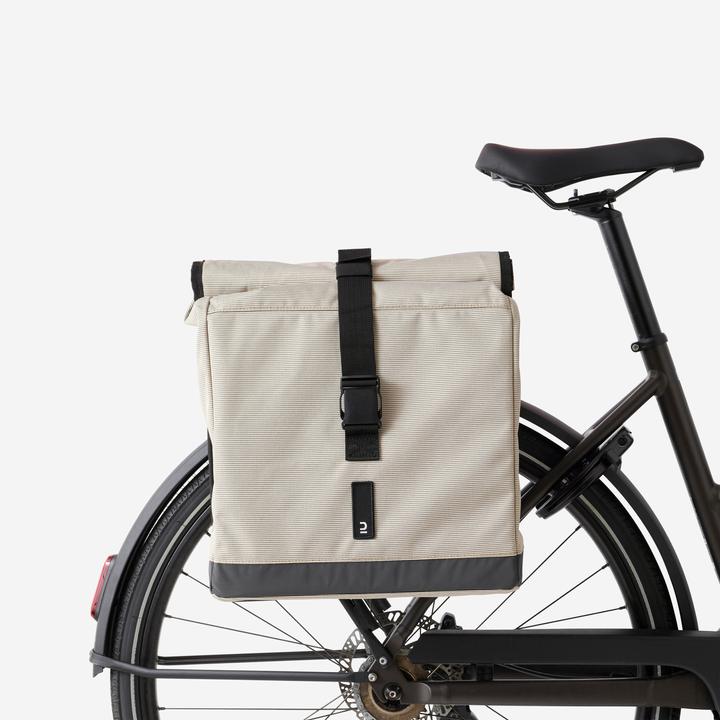 Actual product image Decathlon Double bike bag 500 2 × 20 litres beige (40 l, Luggage carrier bag)