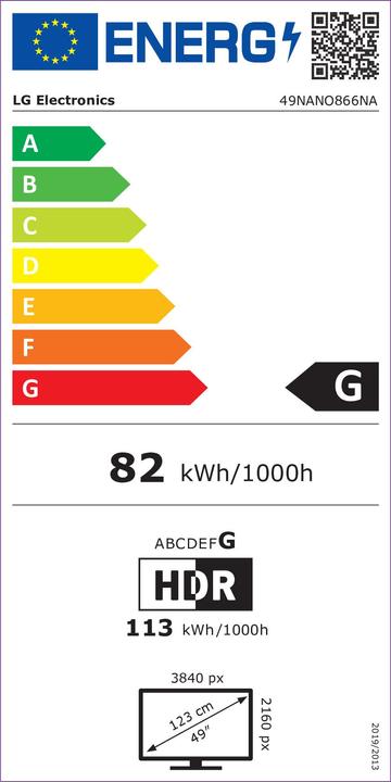 Energy Label LG 49NANO866 (49", NANO86, Nano-Cell, 4K, 2020)