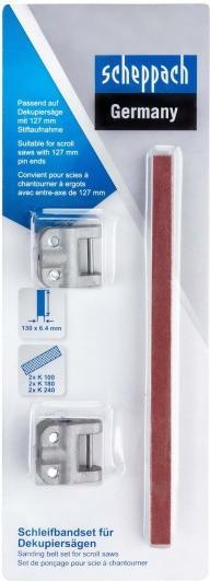 Actual product image Scheppach Sanding belt set for scroll saws 2x K100, 2x K180 + 2x K240 - 127mm (DIY)