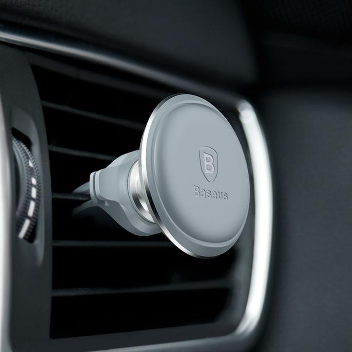 Actual product image Baseus Magnetic Air Vent Car Mount Holder with cable clip (silver)