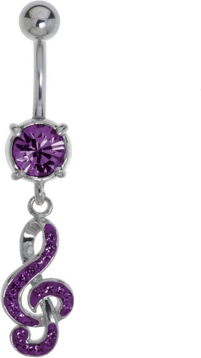Actual product image Bijouteria Bellypiercing (Surgical steel 316L, Brass rhodium plated, Crystal)