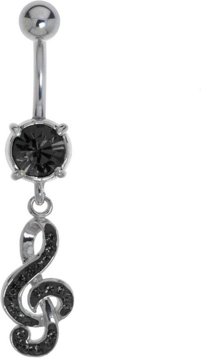 Actual product image Bijouteria Bellypiercing (Surgical steel 316L, Brass rhodium plated, Crystal)
