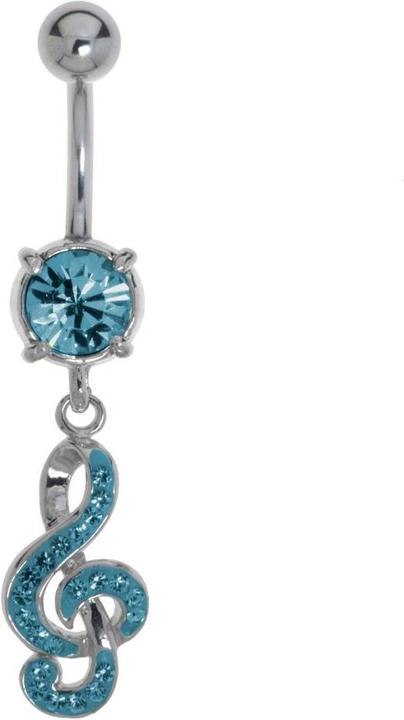 Actual product image Bijouteria Bellypiercing (Surgical steel 316L, Brass rhodium plated, Crystal)