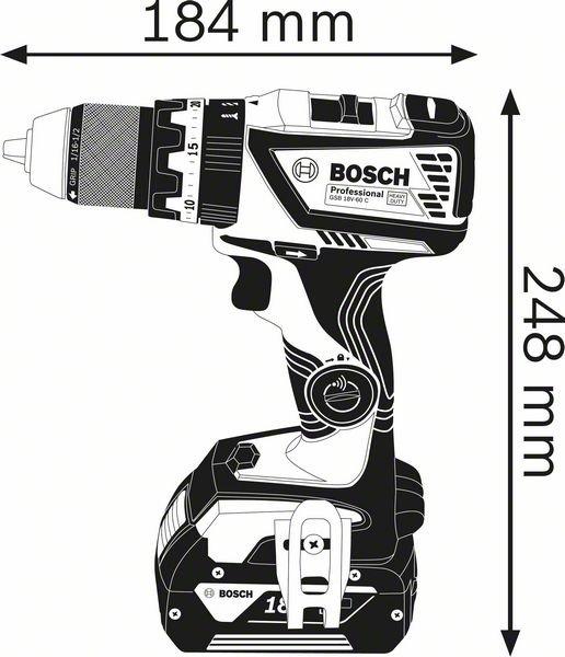 Actual product image Bosch Professional GSB 18V-60 C incl. 2nd battery, case and Bluetooth module (Rechargeable battery operated)