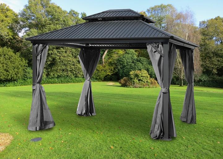 Image du produit Jet-Line Pavillon en aluminium BAGDAD 3,65x3,65 m Toit métallique Pergola en aluminium (365 cm, 365 cm)