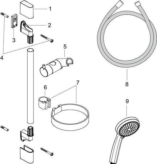 Produktbild hansgrohe Croma 100 Duschset Vario wassersparend 9 l/min mit Duschstange 90 cm und Seifenschale