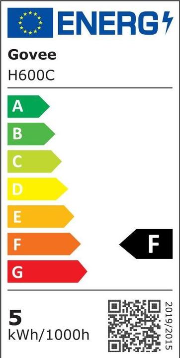 Energie-Label Govee Smart Light Bulb E14, RGBWW, CRI groesser als (E14, 5 W, 450 lm, 1 x, F)