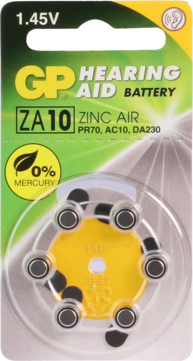 Actual product image GP Batteries GP Knopfzelle ZA10, 1.4V, 6 Stk. (6 pcs., PR70, 90 mAh)