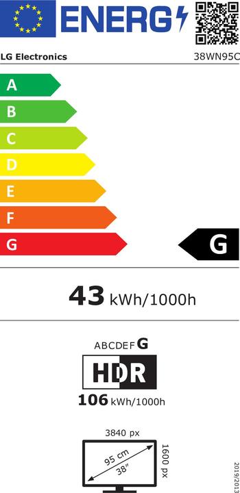 Energy Label LG 38WN95C-W (3840 x 1600 pixels, 38")