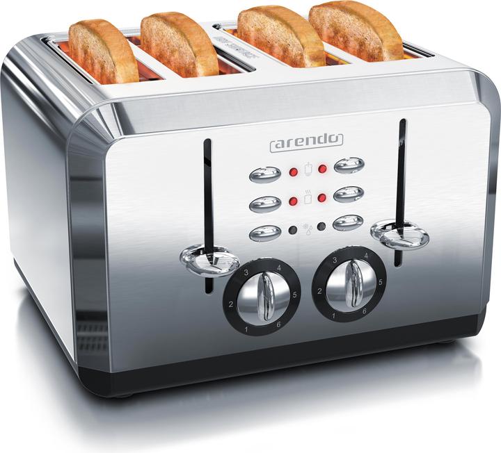 Arendo Tostapane in acciaio inox 4 fette, automatico, acciaio inox, involucro termoisolante a doppia