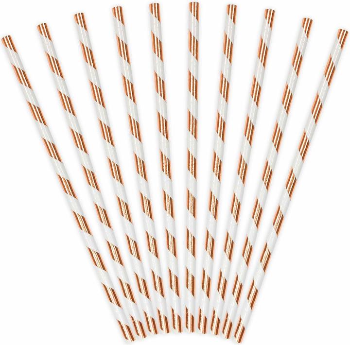 Partydeco Gestreifte Strohhalme Rose Gold (10 x)
