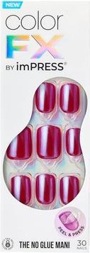Actual product image KISS Glue-on nails ImPRESS Colour FX - This City 30 pcs (Dark Red)