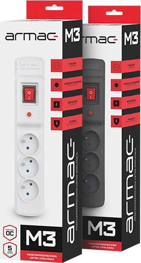 Actual product image Armac M3/45/CZ Surge Protection MULTI M3 (3 lizdai) 4.5m black (3 x, 4.50 m)