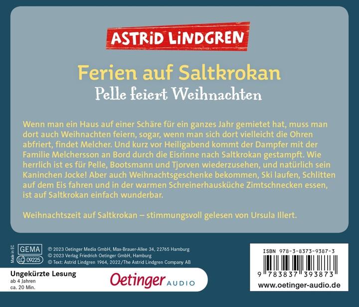 Actual product image Holiday on Saltkråkan Pelle celebrates Christmas (Astrid Lindgren, Maria Nilsson Thore, Ursula Illert, Frank Gustavus, Thyra Dohrenburg, German)