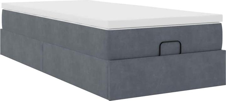 VidaXL Ottoman-lit avec matelas gris foncé 120x200 cm velours (120 x 200 cm)