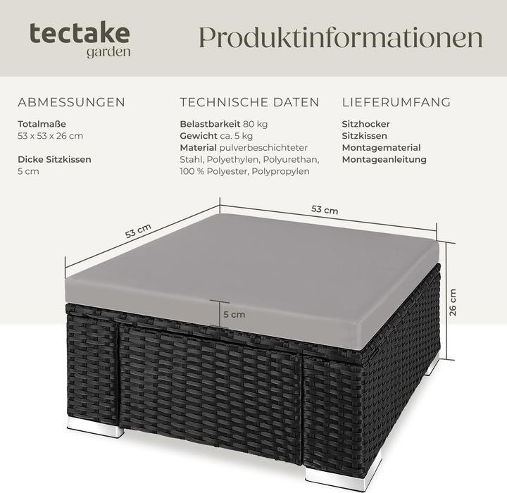 Produktbild tectake Rattan Sitzhocker