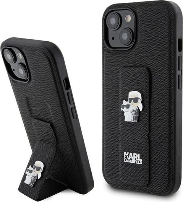 Productafbeelding Karl Lagerfeld KLHCP15MGSAKCPK iPhone 15 Plus 6,7" czarny/zwart hardcase Gripstand Saffiano Karl&Cho (Apple iPhone 15 Plus)