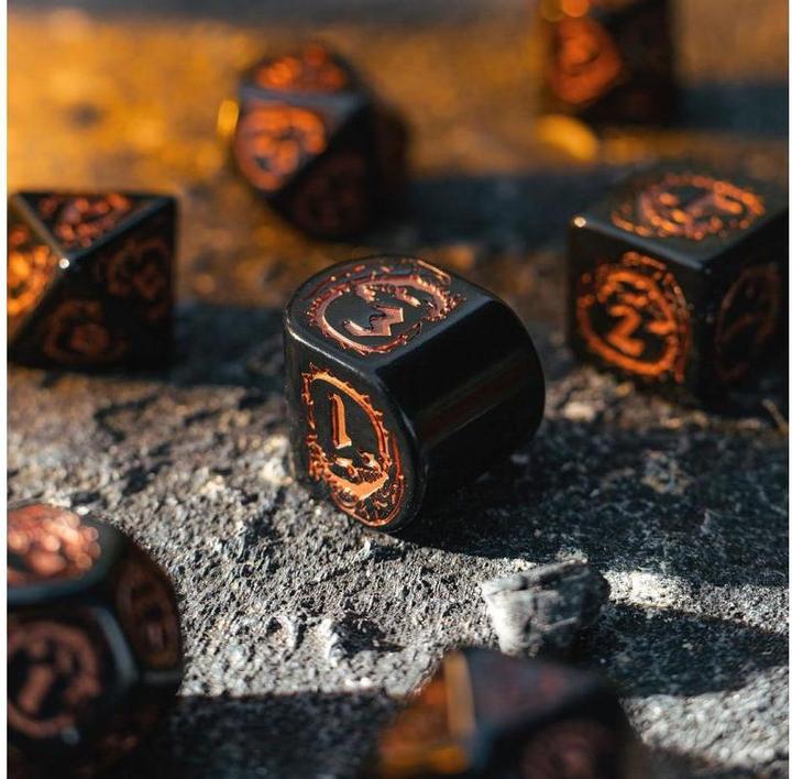 Actual product image Q Workshop RDRA3X - Dragons Modern Dice Set: Obsidian
