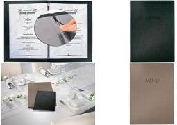 Actual product image Sigel Menu Folder with elastic binding, blind debossing: MENU, with 2 double transparent pockets for 8 pag