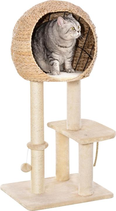Immagine prodotto PawHut Albero per gatti con grotta (100 cm, Beige)