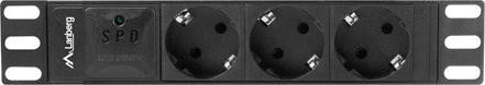 Actual product image Lanberg PDU-03E-0200-BK power distribution unit (PDU) 3 AC outlet(s) 1U Black
